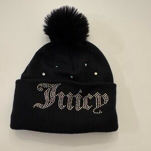Juicy Couture Black Beanie with Rhinestones